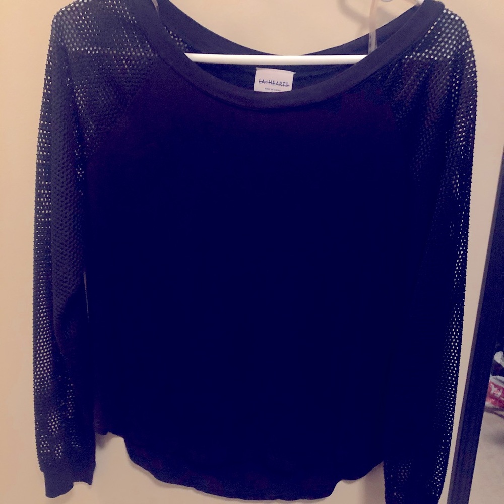 Black Mesh Long Sleeve Shirt